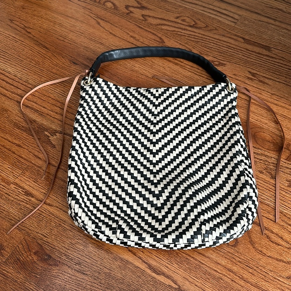 Black and White Woven Christopher Kon Hobo bag
